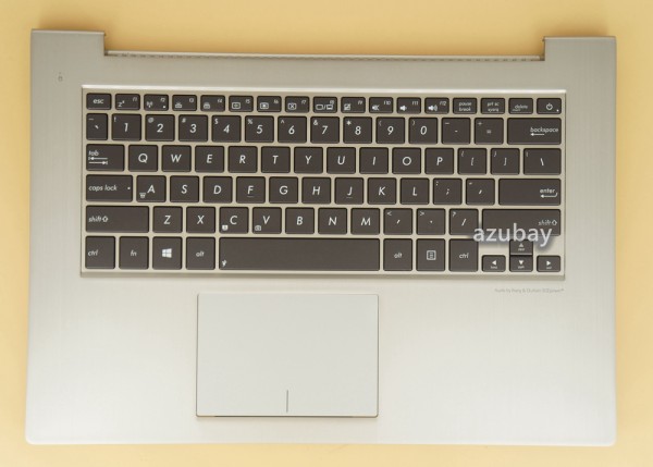 US UI English Keyboard With Silver Palmrest Case Top Cover for Laptop ASUS ZenBook UX42V BX42V UX42VS BX42VS 13GNUG1AM051-A, Backlit, with Frame