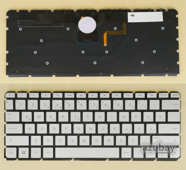 Turkish Keyboard TR Türkçe klavye for HP Envy 13-ab000 13-ab000nt 13-ab001nt 13-ab002nt 13-ab003nt 13-ab004nt, Backlit, Silver No Frame
