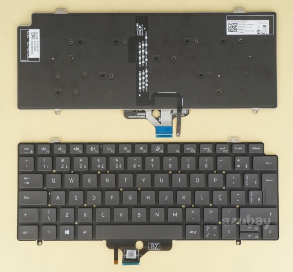 Brazilian Portuguese Keyboard Brazil BR-PT Brasil Teclado for DELL 0HTPX2 PK132UG2B44 DLM19K88PAJ698 DLM19K8, Backlit, Black No Frame, PULLED