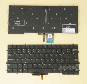 US UI English Keyboard for DELL Latitude 7370, Backlit, Black, Pulled