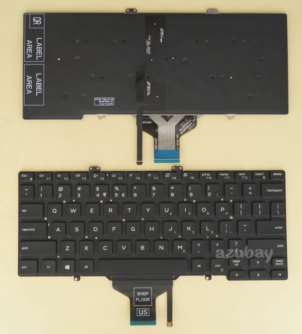 US International English Keyboard for DELL Latitude 7400 5400 5401 ( 2019 version ), Backlit, No Pointer, Black No Frame