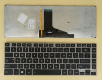 US UI English Keyboard for Toshiba Satellite S40 S40-A S40D S40D-A S40DT S40DT-A S40T S40T-A S45 S45-A S45t S45t-a, Backlit, Black with Silver Frame