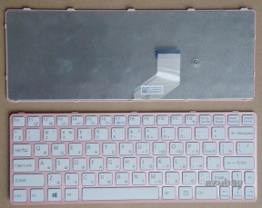 Russian Keyboard RU русский Клавиатура for Sony VAIO 149037351RU Keyboard, White with Pink Frame