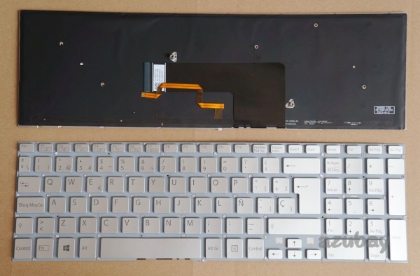 Spanish Keyboard SP Español Teclado for Laptop Sony Vaio 9Z.NAEBQ.20S 149241371ES, Backlit, Silver No Frame