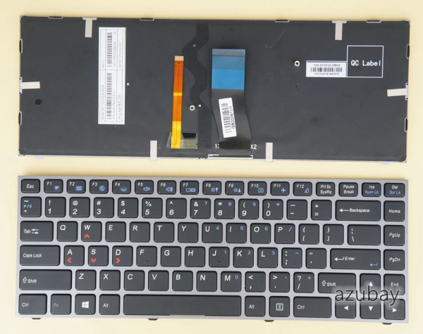 US UI English Keyboard for Clevo Sager NP3130 NP3132 NP3141 NP3145 NP3146 NP3240 NP3245 NP3246 NP8640 P640HK1 P640RE P640RF P641HJ P641HK1 P641RF W330su2, Backlit, Black with Silver Frame