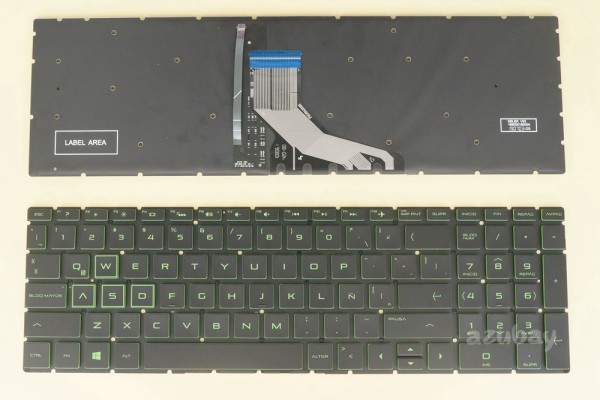 Latin Spanish Keyboard LAS Español Teclado for Laptop HP Pavilion Gaming 15-CX000 15-cx0000ns 15-cx0001la 15-cx0001ns 15-cx0002ns 15-cx0003la 15-cx0003ns 15-cx0004ns 15-cx0005ns 15-cx0006ns 15-cx0008ns 15-cx0012ns 15-cx0013ns 15-cx0014ns 15-cx0051ns 15-cx0053ns 15-cx0054ns, Green Backlight, Black No Frame