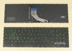 UK GB British Keyboard for HP Pavilion 15-cx000 15-cx0001na 15-cx0015na 15-cx0016na 15-cx0511na 15-cx0514na 15-cx0599na 15-cx0599sa 15-cx0999na, Green Backlight, Black No Frame