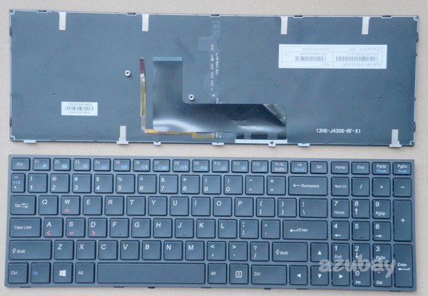US UI English Keyboard for Clevo MP-13H83USJ430D 6-80-P6500-013-1HA1, Backlit, Black with Black Frame
