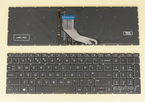 UK GB British Keyboard for HP Pavilion Gaming 15-dk 15-dk0000 15-ec 15-ec0000 16-a 16-a0000, White Backlight, Black No Frame