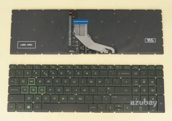 UK GB British Keyboard for HP Pavilion Gaming 15-dk 15-dk0000 15-ec 15-ec0000 16-a 16-a0000, Green Backlight, Black No Frame