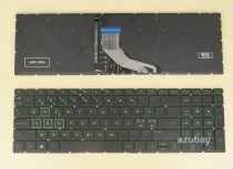 Scandinavian Nordic Danish Norwegian Swedish Finnish Keyboard Dansk tastatur Norsk tastatur Suomi näppäimistö Svensk tangentbord for Laptop HP Pavilion Gaming 15-dk 15-dk0000 15-ec 15-ec0000 16-a 16-a0000, Green Backlight, Black No Frame