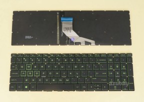 US UI English Keyboard for HP Pavilion Gaming 15-dk 15-dk0000 15-ec 15-ec0000 16-a 16-a0000, Green Backlight, Black No Frame