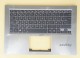 Belgian Keyboard AZERTY BE Belge Belgium Clavier Toetsenbord with Palmrest Case Top Cover for Asus Zenbook UX302L UX302LA UX302LG, with Deep Blue keys and Silver Frame, Backlit