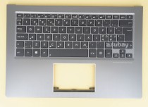 Scandinavian Nordic Danish Norwegian Swedish Finnish Keyboard Dansk tastatur Norsk tastatur Suomi näppäimistö Svensk tangentbord with Palmrest Case Top Cover for Asus Zenbook NSK-UQ91N, 0KNB0-3629ND00 NSK-UO901, 0K200-00120000, Backlit, with Deep Blue keys and Silver Frame