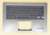 Portuguese Keyboard PT Português Teclado with Palmrest Case Top Cover for Asus Zenbook 0KN0-QF1PO13 0KNB0-3629PO00, 9Z.N8JBU.906 NSK-UQ906, with Deep Blue keys and Silver Frame, Backlit