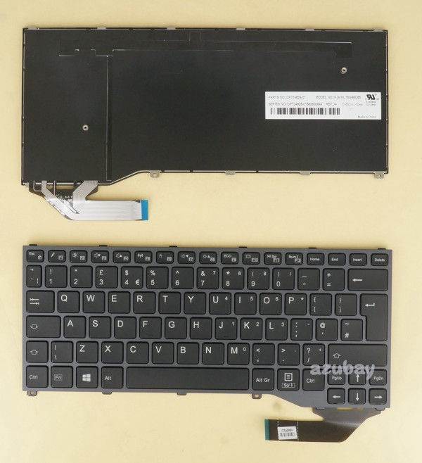 UK GB British Keyboard for Fujitsu CP724828-01 FJM16J16GB6D85, Backlit, with Gray Black Frame