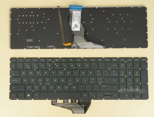 Swiss German CH SW QWERTZ Schweiz Tastatur Keyboard for HP 9Z.NE1BQ.H00 NSK-XDHBQ AEG75S01110, Green Backlight, Black No Frame