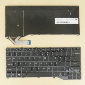 US UI English Keyboard for Fujitsu CP724817-01 FJM16J13US6D852, Backlit, with Gray Black Frame