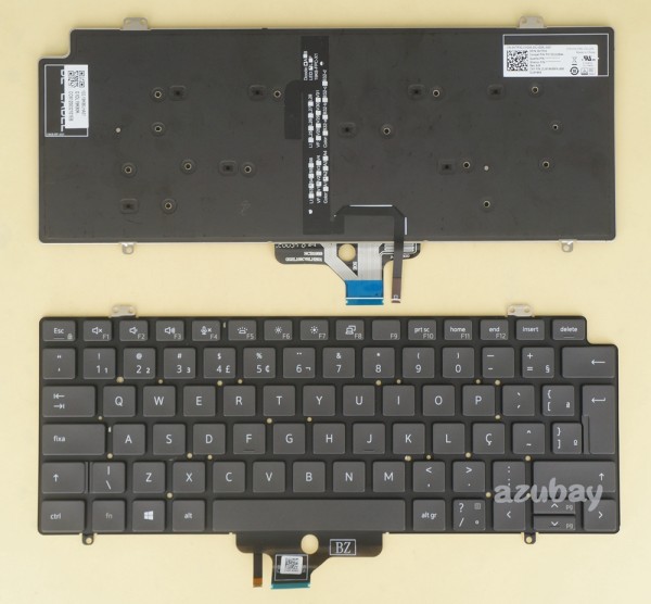 Brazilian Portuguese Keyboard Brazil BR-PT Brasil Teclado for Laptop DELL Latitude 7410, Latitude 7410 2-in-1, Latitude 14 7410 2-in-1, Backlit, Black No Frame, Pulled