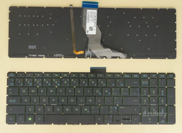 Canadian CA CF EF Keyboard for HP 9Z.NE1BQ.H2M NSK-XDHBQ AEG75AX1110, Green Backlight, Black No Frame