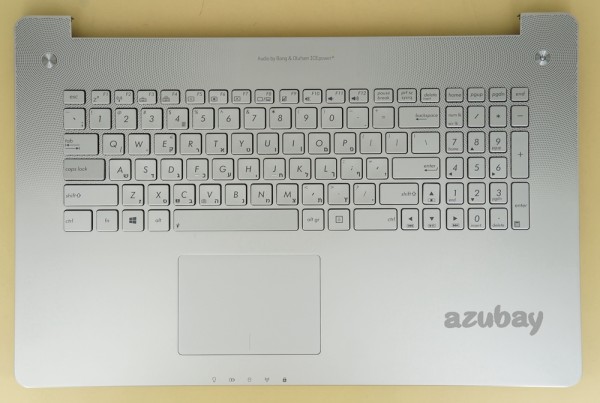 Hebrew Keyboard Israel HE HB מקלדת עברית with Palmrest Case Top Cover for Laptop Asus N750JK N750JV R750JK R750JV, with Touchpad, Backlit, Silver