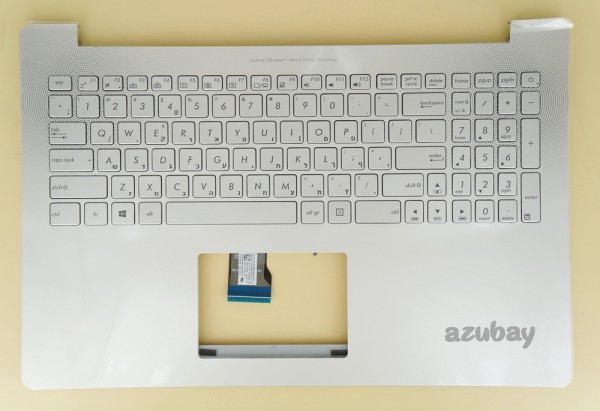 Hebrew Keyboard Israel HE HB מקלדת עברית with Palmrest Case Top Cover for Laptop Asus ZenBook Pro UX501JW N501JW, Backlit, Silver