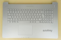 Slovak Keyboard Slovenská klávesnica with Palmrest Case Top Cover for Laptop Asus Cover P.N.: 13NB0201AM0411 13N0-PTA0211 90NB0201-R32SK0; Keyboard P.N.: NSK-UPN09 0KNB0-6629SK00 0KNB0-6629SK0014215000090, with Touchpad, Backlit, Silver
