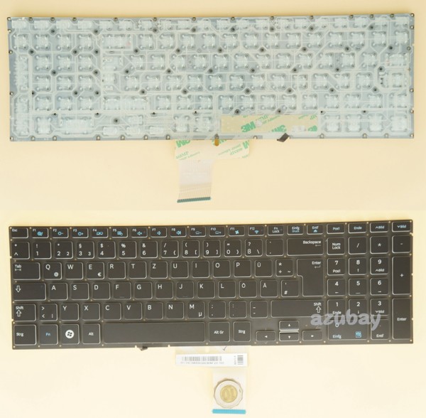 German Keyboard DE QWERTZ Deutsche Tastatur for Samsung SEC S/N: CNBA5903266CBYNF 2CR 7344, Backlight version without backlight board, Black No Frame