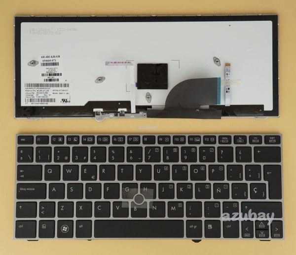 Spanish Keyboard SP Español Teclado for Laptop Laptop HP 693363-071 677599-071 SN8111(BL) SG-49410-2EA 90.4RL07.L0S, Backlit, with Pointer and Black with Silver Frame