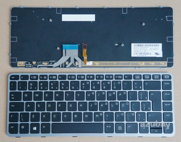 Thai TH & US Keyboard แป้นพิมพ์ภาษาไทย for HP Elitebook folio 1040 G1, 1040 G2, Backlit, Black with Frame