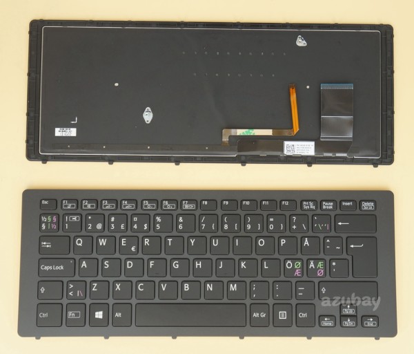 Scandinavian Nordic Danish Norwegian Swedish Finnish Keyboard Dansk tastatur Norsk tastatur Suomi näppäimistö Svensk tangentbord for Sony VAIO SVF15N, VAIO fit 15a Fit multi-flip PC, Backlit, Black with Frame