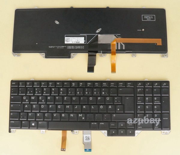 German Keyboard DE QWERTZ Deutsche Tastatur for Laptop Dell Alienware 0V5NM6, PK131QB1A16, NSK-EE0BC 0G, Normal RGB Backlit, Pulled