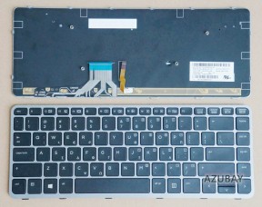Greek Keyboard GK Ελληνικό πληκτρολόγιο for Laptop HP Elitebook folio 1040 G1, 1040 G2, Backlit, Black with Frame