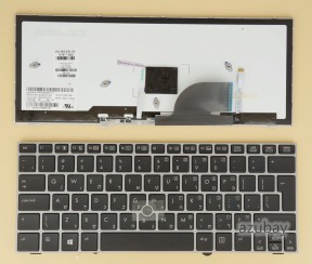 Hebrew Keyboard Israel HE HB מקלדת עברית for Laptop HP 90.4RL07.T0H SN8111(BLZ) SG-49430-2TA 707877-BB1 705614-BB1 700681-BB1, Backlit, with Pointer and Black with Silver Frame
