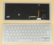 French Keyboard AZERTY Français Clavier for Sony VAIO 149265441FR 9Z.NABBQ.80F AEFI3F000203A, Backlit, Silver with Frame