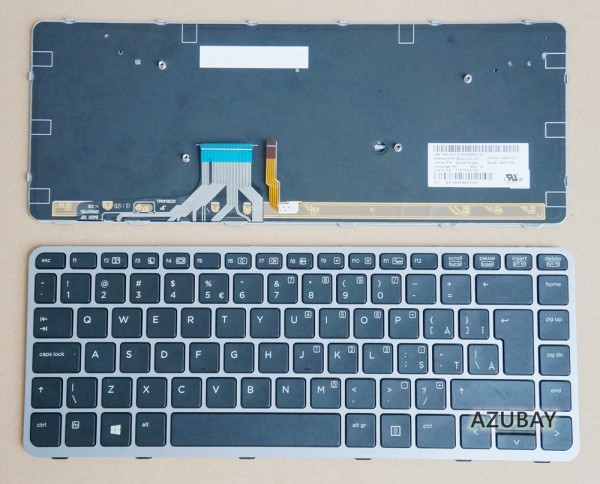 Romanian Keyboard For Laptop HP Elitebook folio 1040 G1, 1040 G2, Backlit, Black with Frame