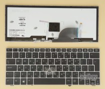 Hebrew Keyboard Israel HE HB מקלדת עברית for Laptop HP Elitebook 2170p, Backlit, with Pointer and Black with Silver Frame