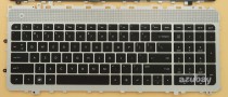 US UI English Keyboard for HP Envy 17-3000 17-3001xx 17-3070nr 17-3077nr 17-3090nr 17-3095ca 17-3270nr 17-3277nr 17-3290nr 17t-3000 17t-3200, Black with Silver Frame, with Short cable.