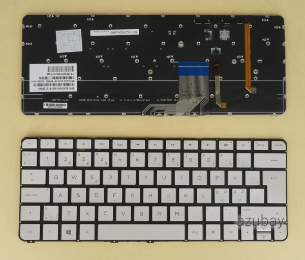 Scandinavian Nordic Danish Norwegian Swedish Finnish Keyboard Dansk tastatur Norsk tastatur Suomi näppäimistö Svensk tangentbord for HP Spertre MP-13J76DNJ886 743897-DH1  Ultrabook, Backlit, Silver No Frame