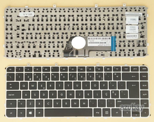 Portuguese Keyboard PT Português Teclado for Laptop HP MP-11M76P06698 PK130QJ1B16 692759-131 693828-131 Sleekbook and Ultrabook Touchsmart, Black with Silver Frame