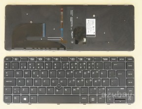 Danish Keyboard Dansk tastatur for Laptop HP Elitebook 745 G3, 745 G4, 840 G3, 840 G4, 840r G4, 848 G3, 848 G4, Zbook 14u G4, Backlit, with Gray Frame