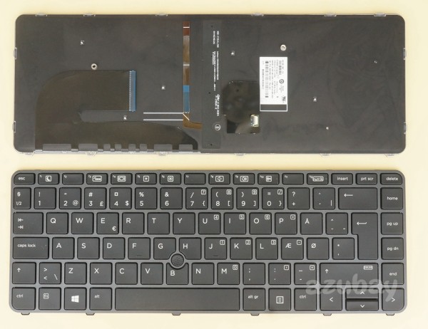 Danish Keyboard Dansk tastatur for Laptop HP 931051-081 DA, 937309-081, NSK-CY6BV, 9Z.NCHBV.60D, 6037B0133207, Backlit, with Gray Frame