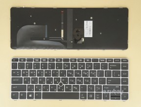 Korean KR & US Keyboard for Laptop HP Elitebook 745 G3, 745 G4, 840 G3, 840 G4, 840r G4, 848 G3, 848 G4, Zbook 14u G4, 819877-AD1, Backlit, with Silver Frame