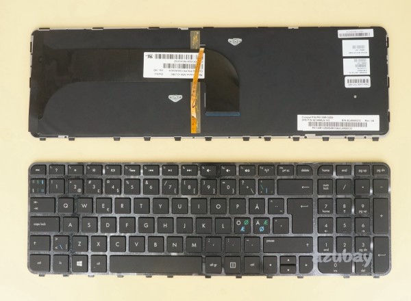 Scandinavian Nordic Danish Norwegian Swedish Finnish Keyboard Dansk tastatur Norsk tastatur Suomi näppäimistö Svensk tangentbord for HP Pavilion Envy m6-1000 m6-1000eo m6-1000so m6-1023so m6-1035eo m6-1035so m6-1040eo m6-1041eo m6-1042eo m6-1042so m6-1052eo m6-1054eo m6-1060so m6-1100 m6-1101so m6-1102eo m6-1102so m6-1103eo m6-1103so, Backlit, Black with Frame