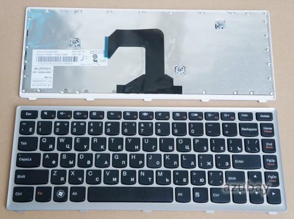 Russian Keyboard RU русский Клавиатура for Lenovo ideapd U410 ( Type 20170 3726 4376 ), U410 Touch ( Type 20223 6892), Black with Silver Frame