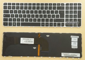 French Keyboard AZERTY Français Clavier for HP Pavilion Envy m6-1000 m6-1100 m6-1200 m6-1300 m6-1060sf m6-1062sf m6-1063sf m6-1070ef m6-1070sf m6-1072sf m6-1160sf m6-1161sf m6-1162sf m6-1164sf m6-1170ef, Backlit, Black with Silver Frame