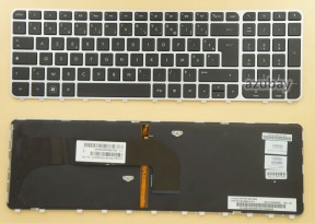 French Keyboard AZERTY Français Clavier for HP Pavilion Envy PK130R12Z00, 9Z.N8MLN.101, PK130U92A16 Ver: FR, 699857-051, 698404-051, Backlit, Black with Silver Frame