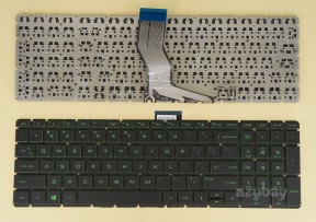 US UI English Keyboard for HP Pavilion Envy 17-ab000 17-ab000nd 17-ab005nd 17-ab010nr 17-ab013cl 17-ab020nr 17-ab040nd 17-ab067nr 17-ab073nd 17-ab200nd 17-ab220nr 17-ab240nd 17-ab273nd 17t-ab000 17t-ab200, Black No Frame, Green Letters