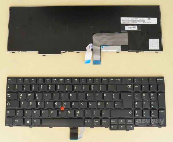 German Keyboard DE QWERTZ Deutsche Tastatur for Lenovo Thinkpad L570 (Type 20J8 20J9 20JQ 20JR), E531 (Type 6885 6887), E540 (Type 20C6 ), L540 (Type 20AU 20AV), L560 (Type 20F1 20F2), P50s (Type 20FK 20FL), T540 (Type 90L5 90L6), T540P (Type 20BE 20BF), T550 (Type 20CJ 20CK), T560 (Type 20FH 20FJ), W540 (Type 20BG 20BH), W541 (Type 20EF 20EG), W550s (Type 20E1 20E2) 01AX663 01AX622, Black, With slight scratches