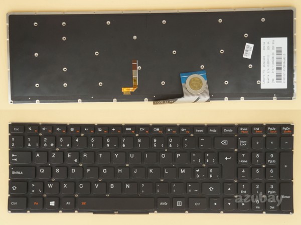 Belgian Keyboard AZERTY BE Belge Belgium Clavier Toetsenbord for Laptop Lenovo Ideapad U530 Touch (Type 20289 80AS), Ideapad U530P, Flex 2 Pro-15 (Type 20406, 20507, 80FL, 80K8), Edge 15 (Type 0302 20442 20508 2ED2A 80H1 80K9), Backlit, Black No Frame
